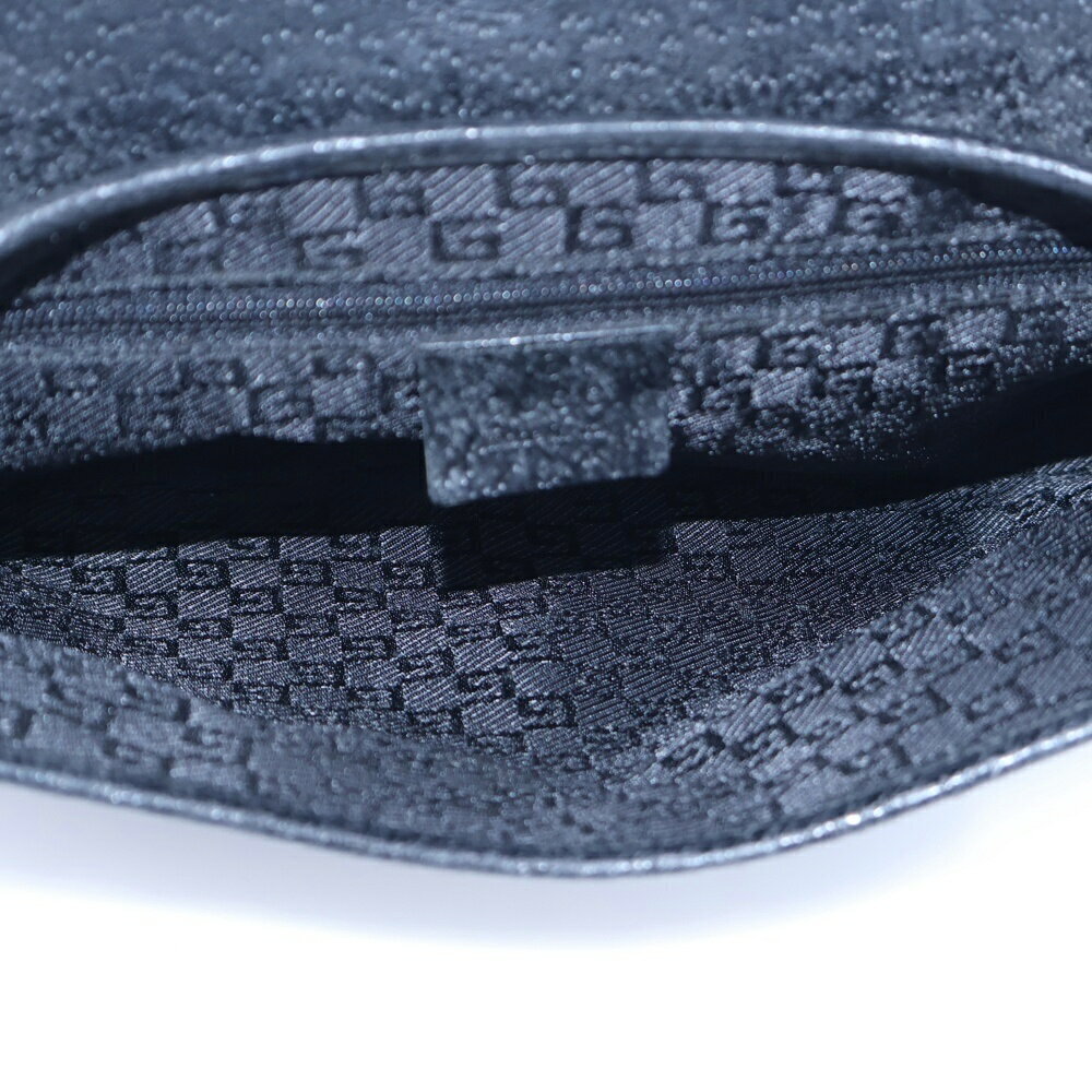 Gucci Hobo Handbag Brown GG Leather Horsebit Shoulder Black Bag Canvas - Picture 6 of 6